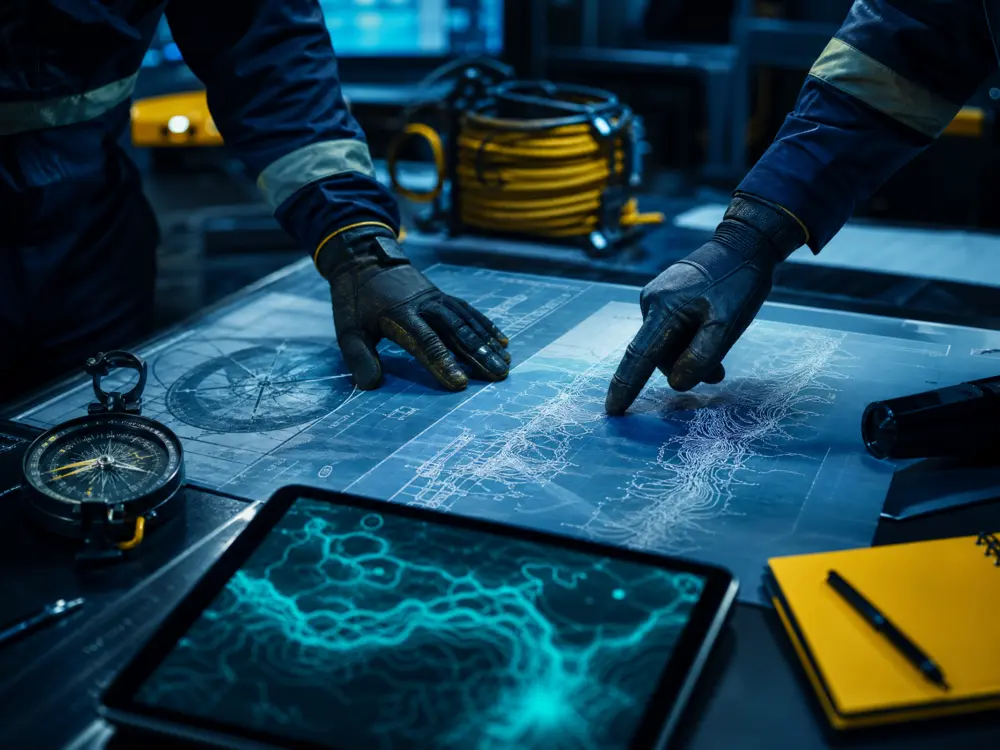 Planificación técnica de una faena submarina con mapas batimétricos